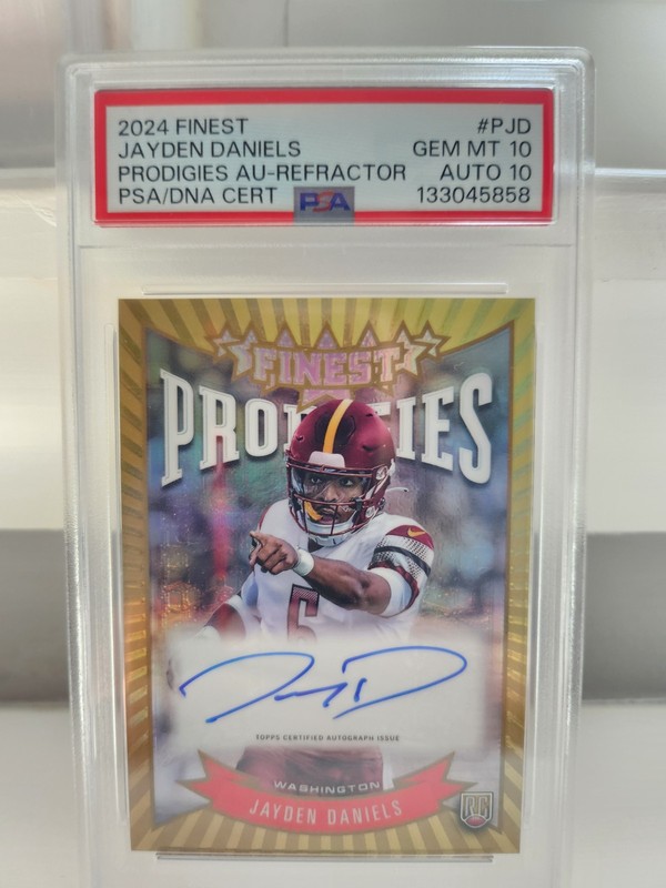 JAYDEN DANIELS RC 2024 TOPPS FINEST AUTOGRAPH ROOKIE CARD PSA 10 AUTO 10- GEM MT