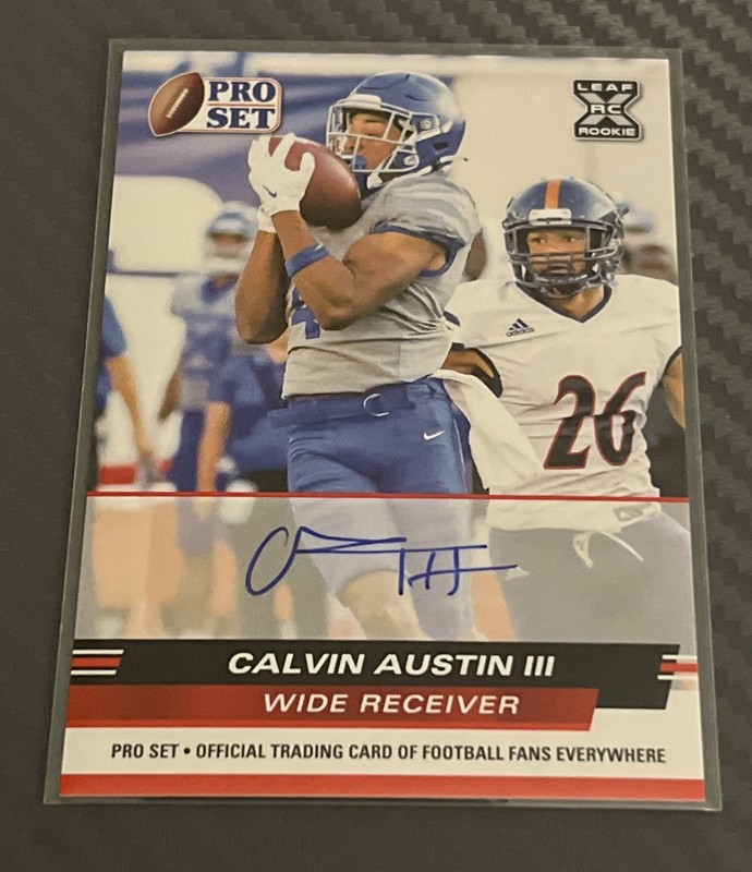 2022 Leaf Pro Set #PSA-CA1 Rookie Auto Calvin Austin II Red view 1