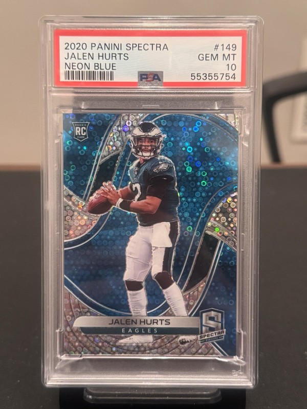 2020 Panini Spectra Jalen Hurts Neon Blue Prizm /60 PSA 10 #149 Eagles RC