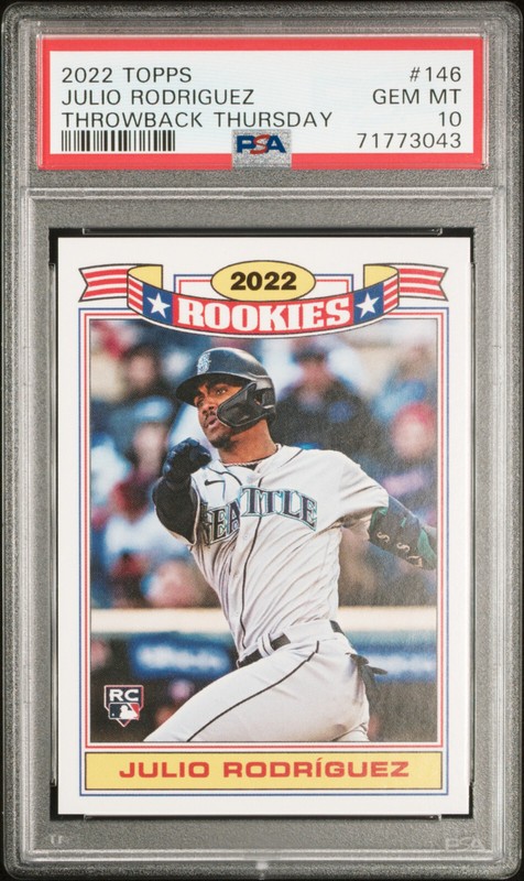 Julio Rodriguez ROOKIE PSA 10 💎 2022 Topps - RARE - Throwback Thursday view 2