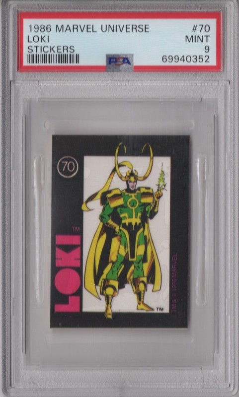 Loki 1986 Marvel Universe PSA 9 Mint Graded Sticker Card #70