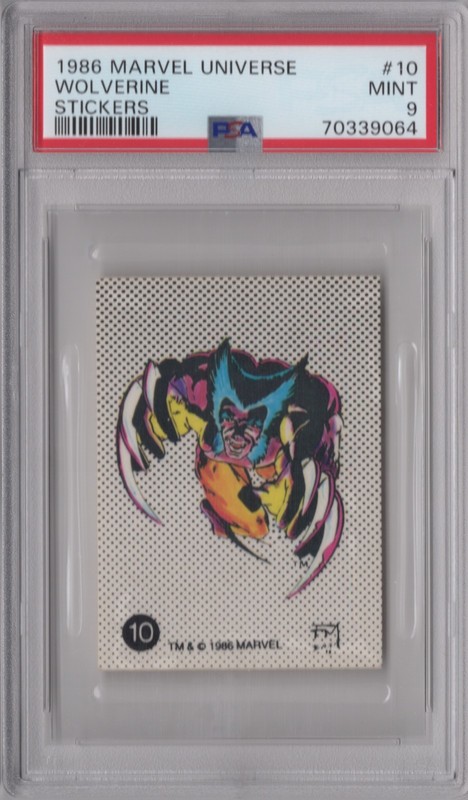 Wolverine 1986 Marvel Universe PSA 9 Mint Graded Sticker Card #10
