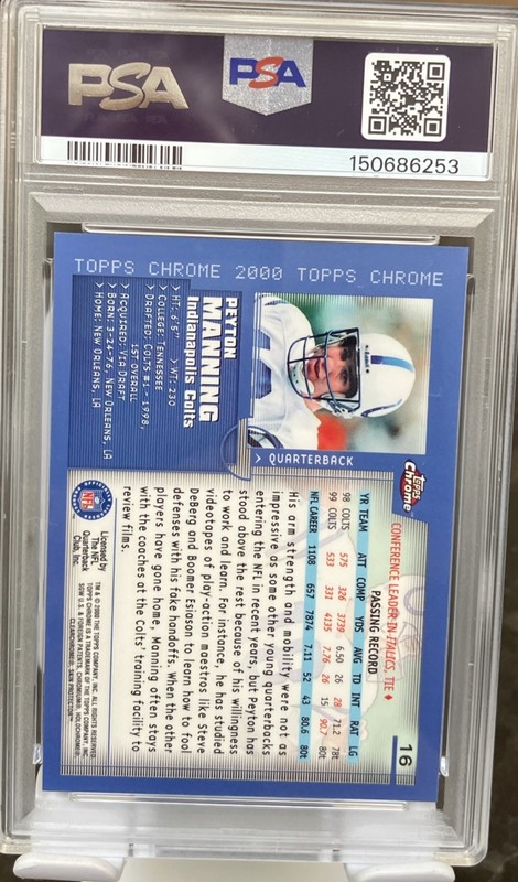 2000 Topps Chrome #16 Peyton Manning PSA 8 Colts HOF view 2