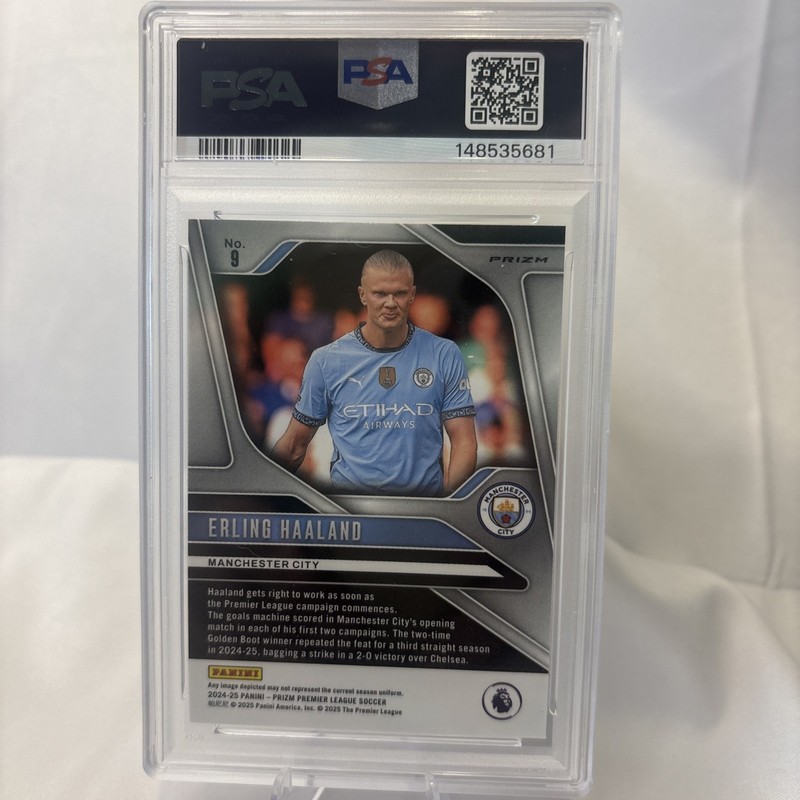 2024-25 Panini Prizm Premier League - Erling Haaland #9 Breakaway Prizm PSA view 2