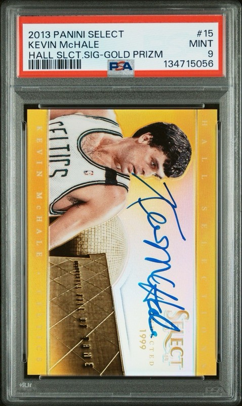 Kevin McHale 2013-14 Panini Select Hall Selections Gold Prizm Auto /10 PSA 9