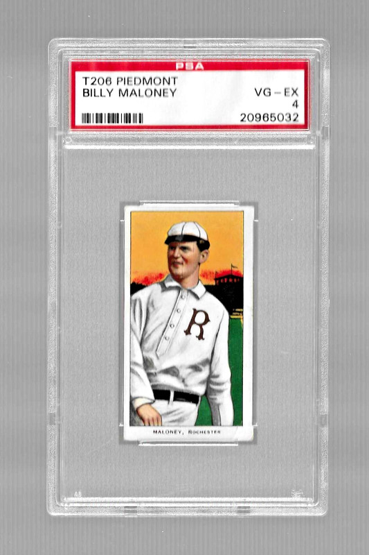 1909-11 T206 PIEDMONT 350 TOBACCO BASEBALL CARD PSA 4 BILLY MALONEY ROCHESTER
