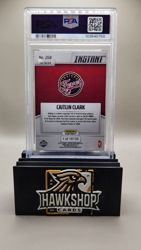 CAITLIN CLARK - 2024 PANINI INSTANT WNBA RC #268 - PSA 10 GEM MT view 2