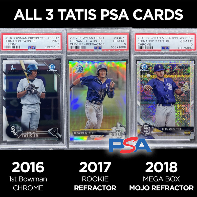 FERNANDO TATIS JR ROOKIE MOJO REFRACTOR 1st Bowman Chrome 🔥 2x PSA  10 + PSA 9