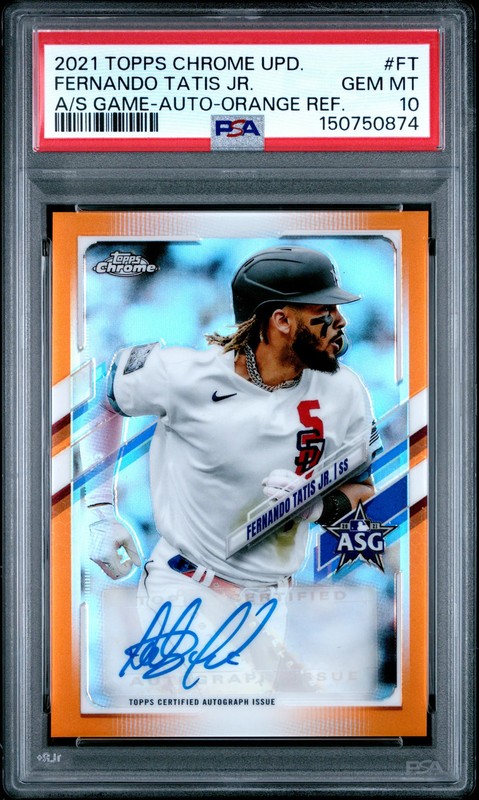 FERNANDO TATIS JR. 2021 Topps Chrome Update All-Star Game Auto Orange /25 PSA 10