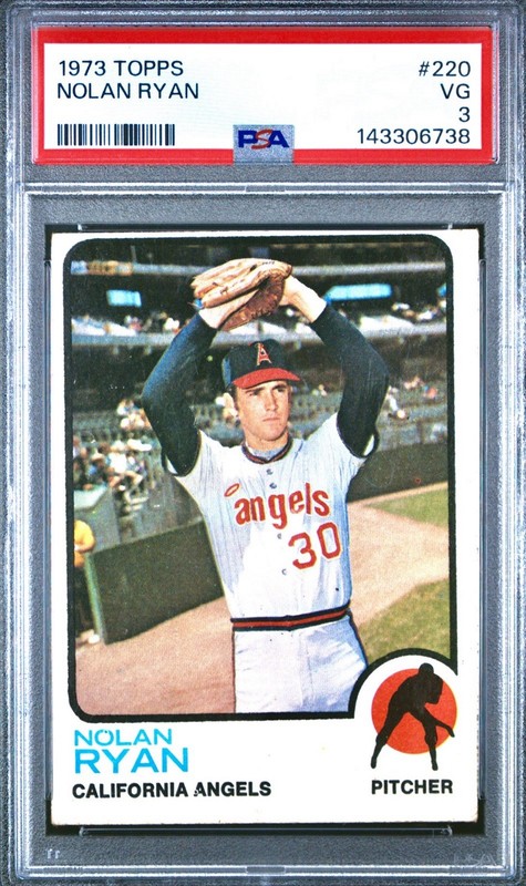 💎1973 Topps⚾️Nolan Ryan Baseball Card #220 California Angels HOF PSA 3!