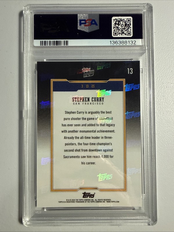 2024 Topps Now (4,000 career 3-pointers) #13 Stephen Curry GEM MINT PSA 10 view 2