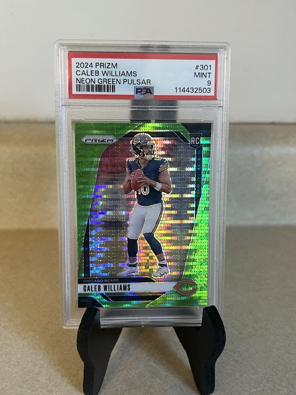2024 Panini Prizm Caleb Williams #301 Neon Green Pulsar Prizm (RC) PSA 9 view 1