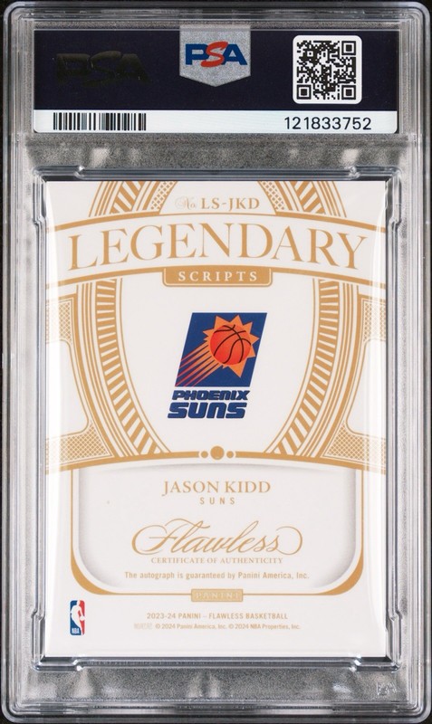 Panini Flawless 2023-24 Legendary Scripts Auto /25 Jason Kidd Suns LS-JKD PSA 8 view 2