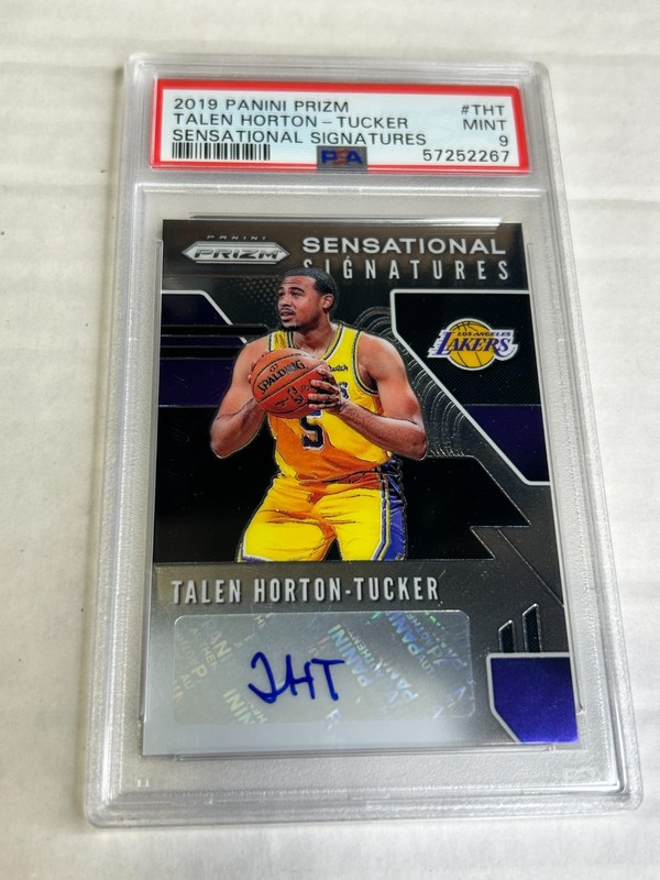 2019-20 Panini Prizm Talen Horton-Tucker Sensational Rookie Auto PSA 9 E6