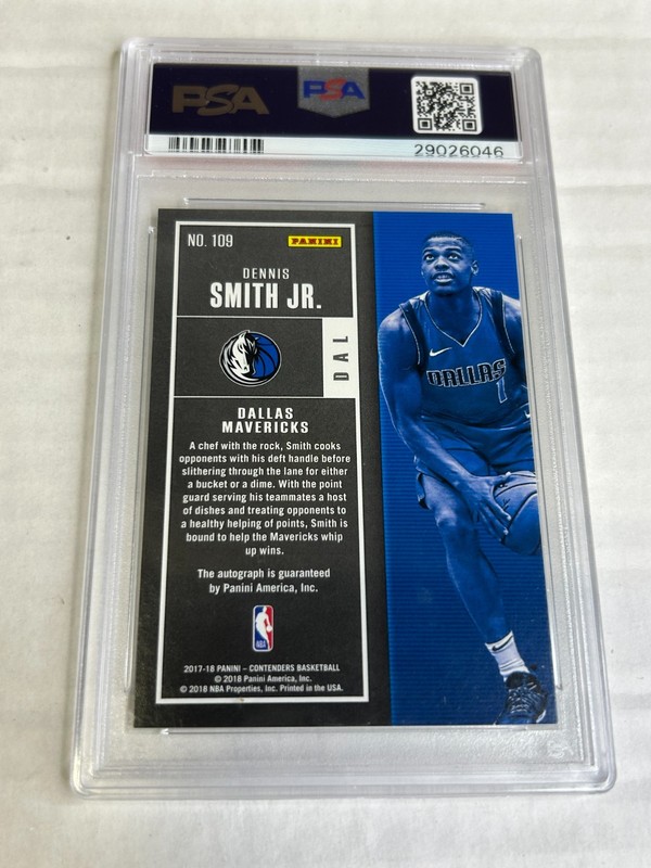 2017-18 Contenders Dennis Smith Jr 24/25 Cracked Ice Rookie Auto PSA 10 E6 view 2