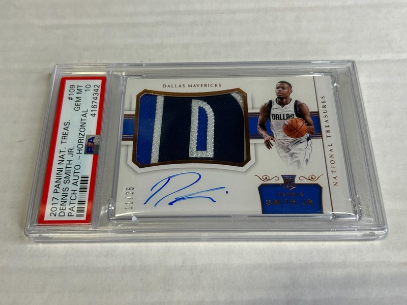 2017-18 National Treasures Dennis Smith Jr 11/25 RC Patch Auto Bronze PSA 10 E6