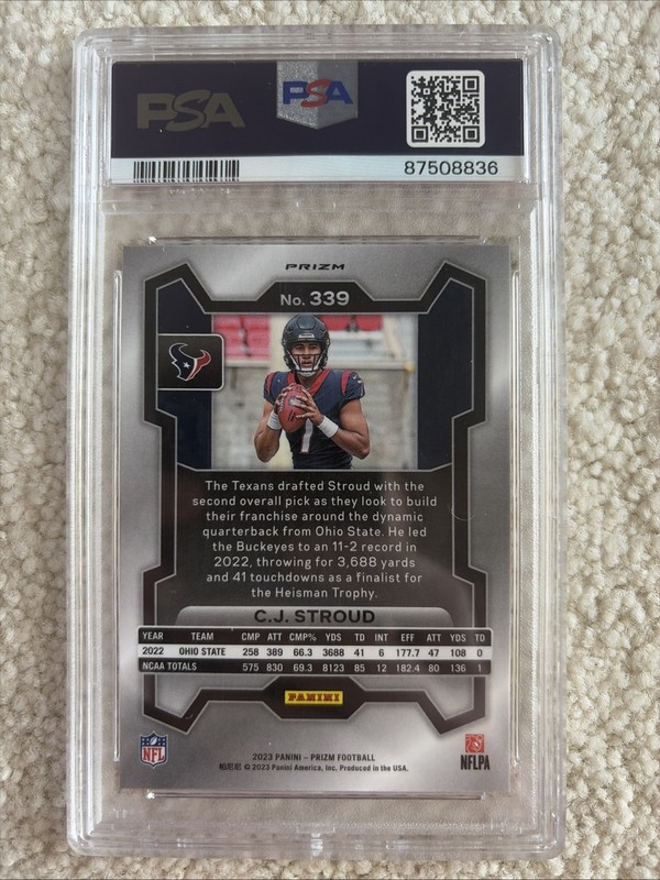 2023 Panini Prizm Orange DISCO CJ Stroud RC Rookie Card 339 PSA 10 Football C J view 2