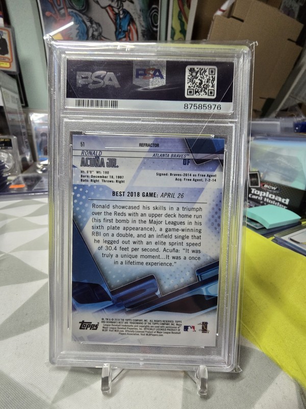 2018 Bowman's Best Ronald Acuna Jr. Rookie Refractor PSA 10 #51 Atlanta Braves  view 2