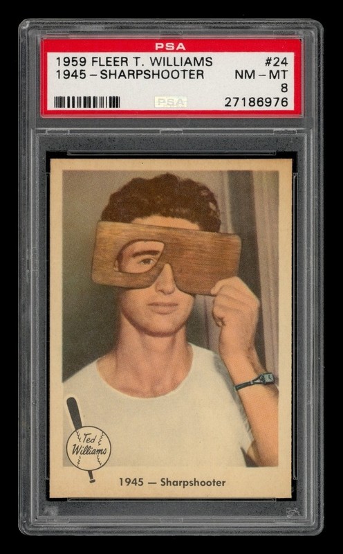 1959 Fleer Ted Williams Set-Break # 24 1945-Sharpshooter PSA 8 NM-MT