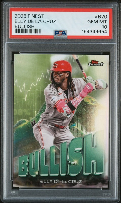 2025 TOPPS FINEST BULLISH #B20 ELLY DE LA CRUZ PSA 10 view 1