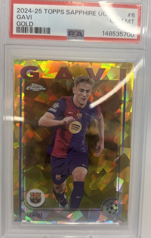 2024-25 Topps Chrome Sapphire UCC Gavi FC Barcelona #6 Gold PSA 10