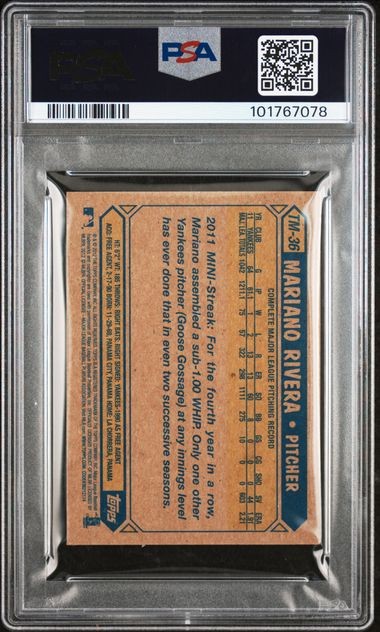 2012 Topps 1987 Minis #TM36 Mariano Rivera Yankees PSA 10 Gem Mint view 2