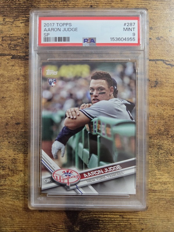 2017 Topps Aaron Judge Leaning On Railing SP Rookie RC SP PSA 9 #287