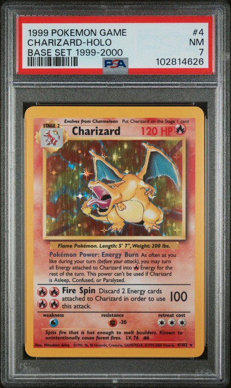 Charizard Holo 4/102 Base Set 1999-2000 Game Pokemon PSA 7