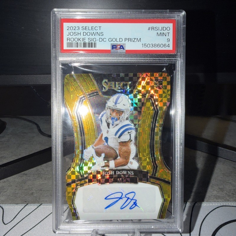 Josh Downs 2023 Panini Select Die Cut Gold Prizm Rookie Auto /10 PSA 10 Colts