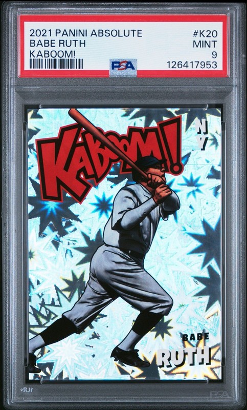 2021 Panini Absolute Babe Ruth KABOOM! SSP Yankees PSA 9