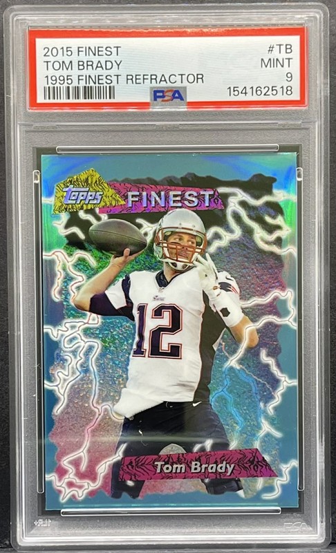 2015 Topps Finest - Tom Brady - #TB 1995 Finest Throwback - REFRACTOR PSA 9 MINT