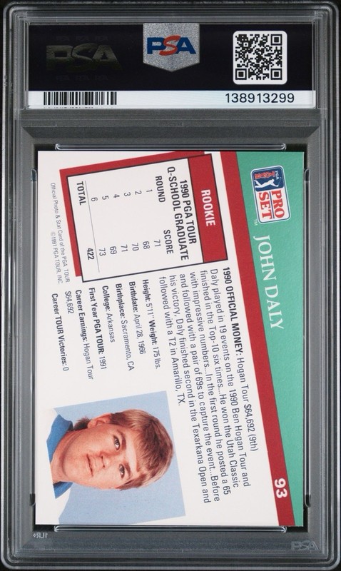 1991 Pro Set - John Daly #93 (RC) Signed Rookie Auto PSA/DNA Authentic view 2