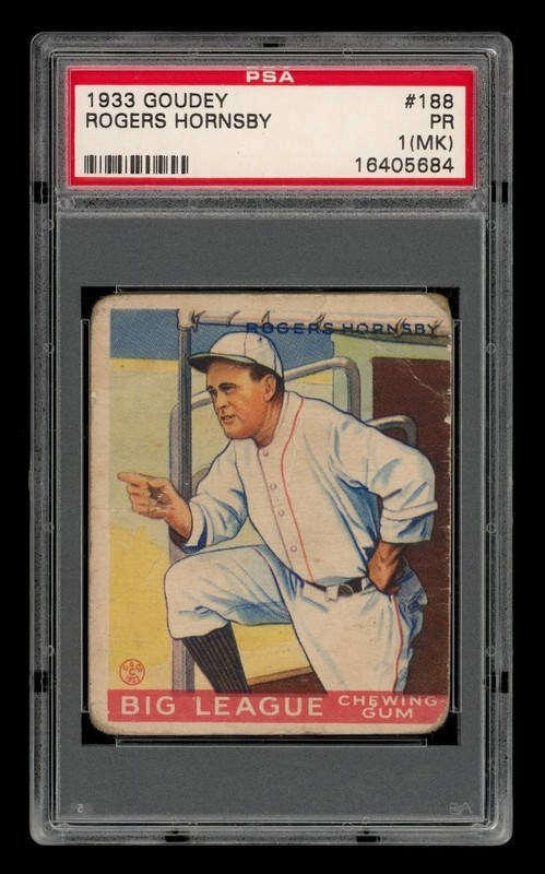 1933 Goudey Set-Break #188 Rogers Hornsby PSA 1 PR (MK)