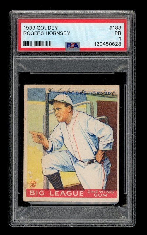 1933 Goudey Set-Break #188 Rogers Hornsby PSA 1 PR