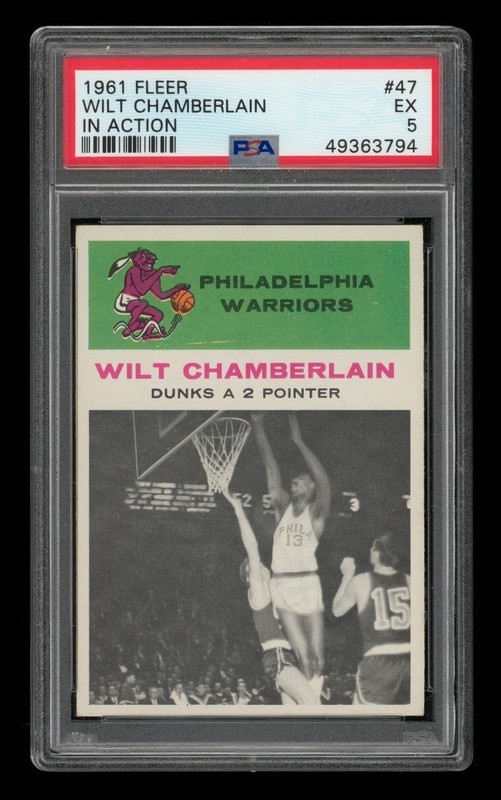 1961-62 Fleer Set-Break # 47 Wilt Chamberlain In Action PSA 5 EX