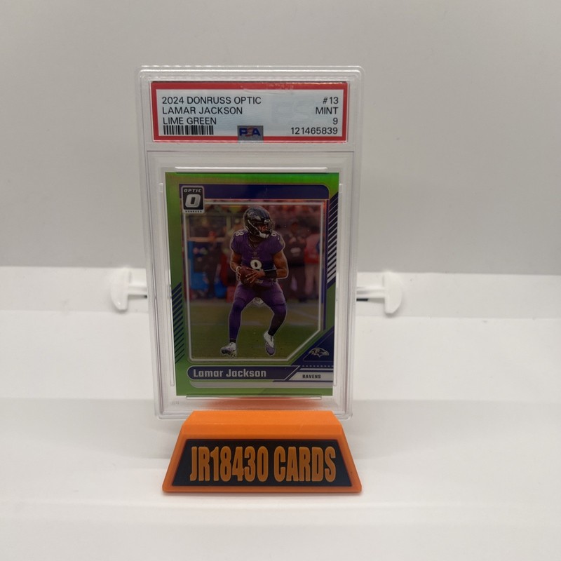 2024 Donruss Optic Lamar Jackson /50 Lime Green Baltimore Ravens PSA 9 Mint SSP