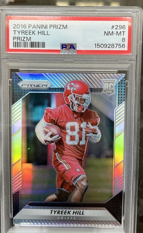 2016 Panini Prizm TYREEK HILL Silver Prizm RC #296 PSA 8 Chiefs Dolphins