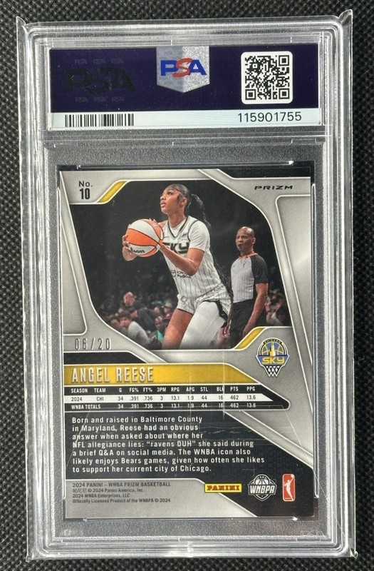 2024 Panini Prizm WNBA Angel Reese Rookie #10 Cherry Blossom FOTL /20 PSA 9 view 2