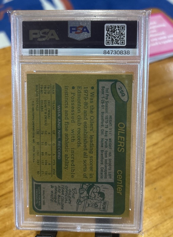 1980 topps wayne gretzky 2nd Year PSA 5 - Unscratched view 2