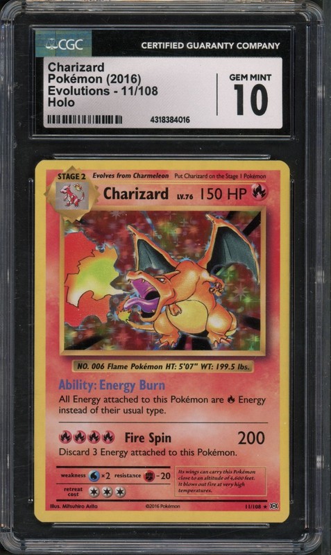 Pokemon CGC 10 Gem Mint Evolutions Holo Charizard 11/108