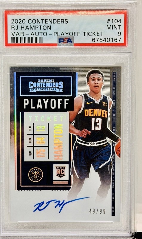 2020-21 Panini Contenders RJ Hampton Playoff Ticket /99 PSA 9 Rookie RC Jersey