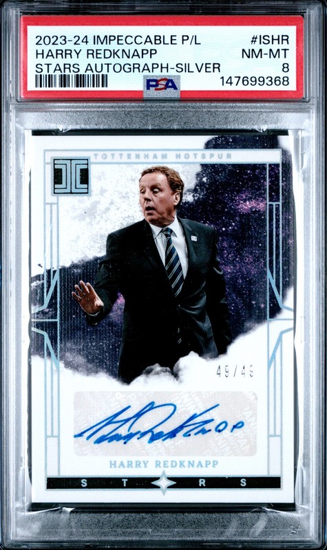 2023-24 Panini Impeccable EPL Stars Auto Silver Harry Redknapp 49/49 1/1 PSA 8