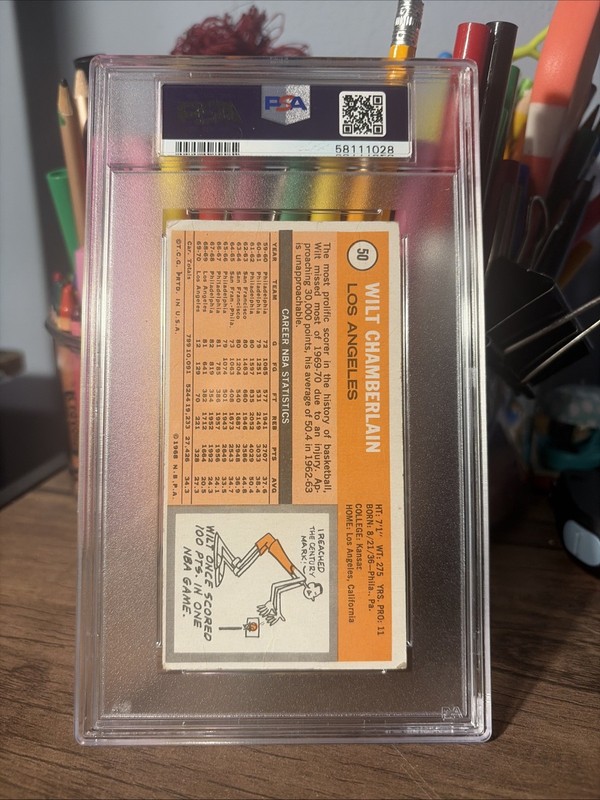 1970 Topps #50 WILT CHAMBERLAIN PSA 1.5 Fair HOF Los Angeles Lakers view 2