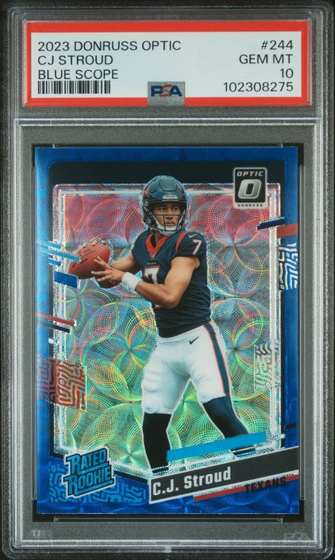 CJ STROUD 2023 Panini Donruss Optic Rated Rookie Blue Scope #244 PSA 10 Texans
