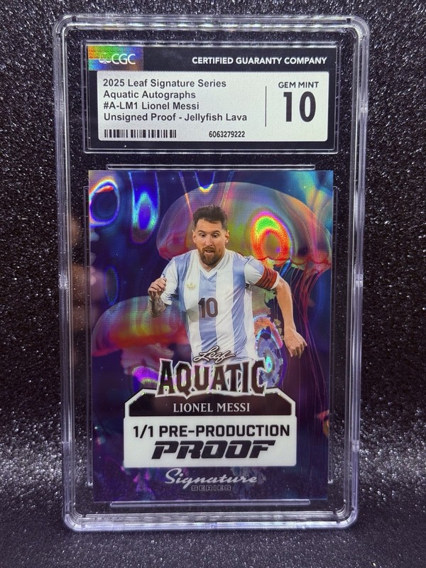 Leaf 2025 Signature Series Lionel Messi #A-LM1 Aquatic Jellyfish Lava 1/1 CGC 10
