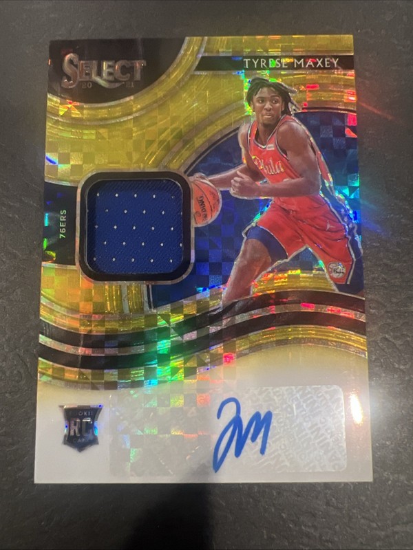 2020-21 Select Tyrese Maxey Gold Rookie Patch Auto RPA 1 /10 Gold #Raj-max
