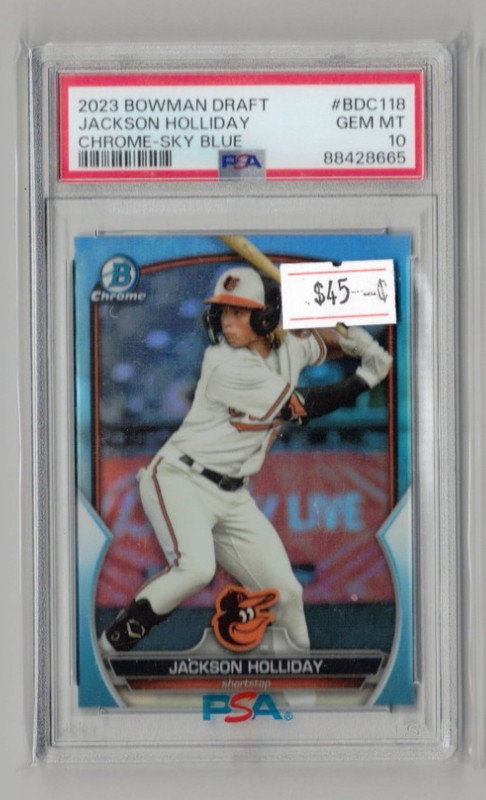 2023 Bowman Chrome Draft Jackson Holliday Sky Blue Refractor PSA 10