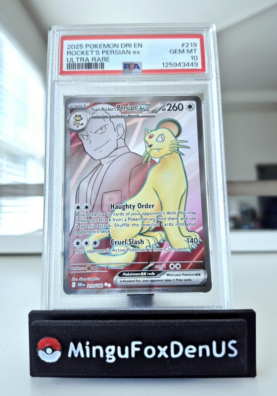 2025 POKEMON DRI EN-DESTINED RIVALS ULTRA RARE TEAM ROCKET'S PERSIAN EX PSA 10