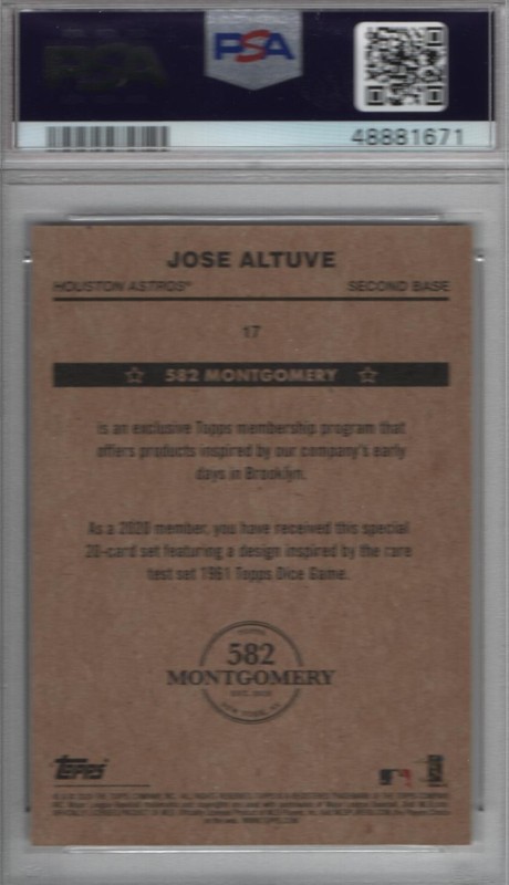 Jose Altuve 2019-2020 Topps Montgomery Set 4 # 17 PSA 10 Pop 3 view 2