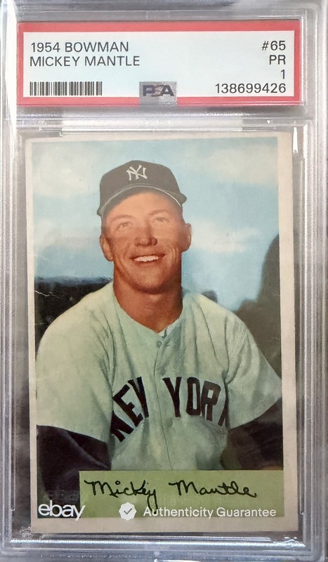 Mickey Mantle 1954 Bowman PSA 1 #65 New York Yankees